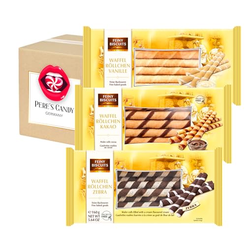 MIX Pack Waffelröllchen gefüllt mit köstlicher Creme 3x160g von PERE’S CANDY