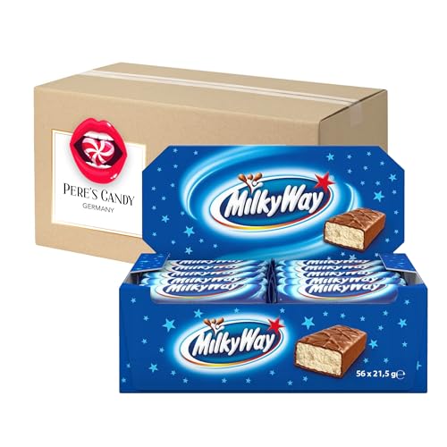 Milky Way Multipack mit 56 x 21,5g einzeln verpackten Riegel aus Milchschokolade mit Geschenk von Pere's Candy von PERE’S CANDY