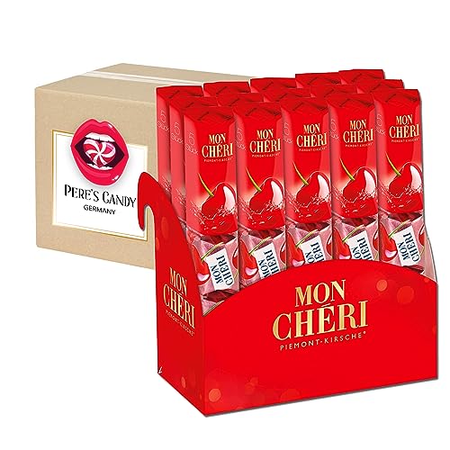 Mon Chéri Thekendisplay 15 x 5 (780 g) - Mon Chéri Praline Likör-Kirsch-Pralinen mit Geschenk von Pere's Candy von PERE’S CANDY