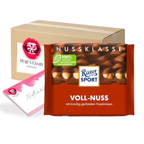 Pere's Candy® Bundle für 10 x 100g Voll-Nuss Tafel Schokolade + Pere's Candy Notepad DIN A7-25 Blatt von PERE’S CANDY