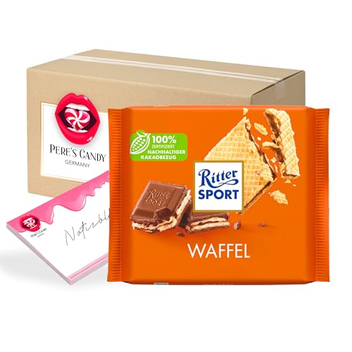 Pere's Candy® Bundle für 10 x 100g Waffel Tafel Schokolade + Pere's Candy Notepad DIN A7-25 Blatt von PERE’S CANDY