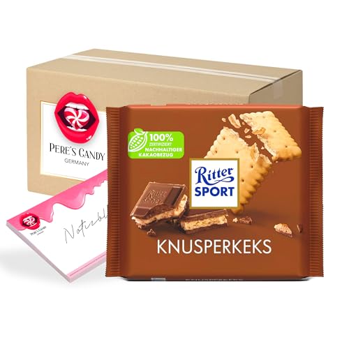 Pere's Candy® Bundle für 11 x 100g Knusperkeks Tafel Schokolade + Pere's Candy Notepad DIN A7-25 Blatt von PERE’S CANDY