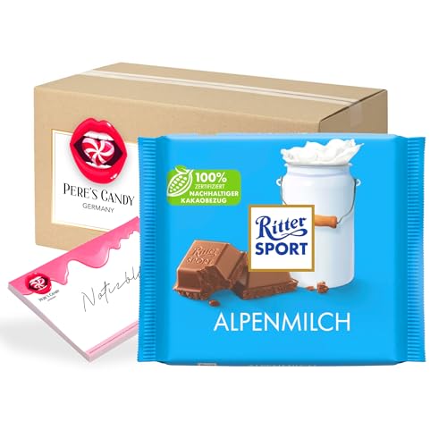 Pere's Candy® Bundle für 12 x 100g Alpenmilch Tafel Schokolade + Pere's Candy Notepad DIN A7-25 Blatt von PERE’S CANDY