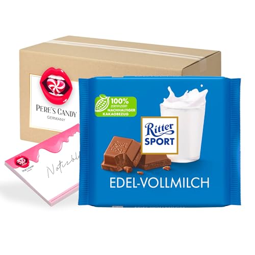 Pere's Candy® Bundle für 12 x 100g Edel Vollmilchschokolade Tafel Schokolade + Pere's Candy Notepad DIN A7-25 Blatt von PERE’S CANDY