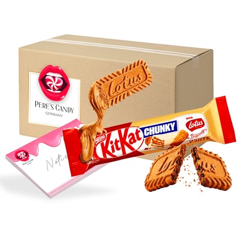 Pere's Candy® Bundle für KitKat Chunky Lotus Biscoff White 24x42g + Pere's Candy Notepad DIN A7-25 Blatt von PERE’S CANDY