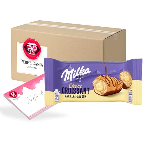 Pere's Candy® Bundle für Milka Vanille Croissants 5 x 50g + Pere's Candy Notepad DIN A7-25 Blatt von PERE’S CANDY