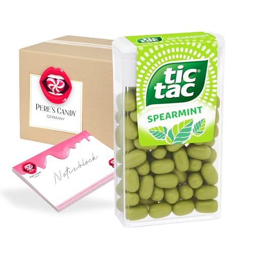 Pere's Candy® Bundle für Tic Tac Spearmint 24 x 18g + Pere's Candy Notepad DIN A7-25 Blatt von PERE’S CANDY