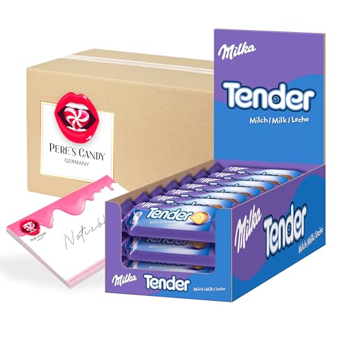 Pere's Candy® Bundle für Tender Milch 21 x 37g Biskuit-Rolle mit Milchcrèmefüllung 777g + Pere's Candy Notepad DIN A7-25 Blatt von PERE’S CANDY