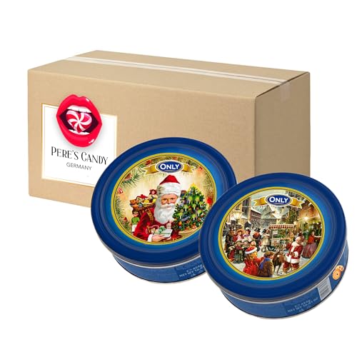 Weihnachtsdose Dänische Butterkekse Cookies mit Butter und Schokoladestückchen 2er Pack (2 x 454 g) von Pere's Candy® Box mit Geschenk von PERE’S CANDY