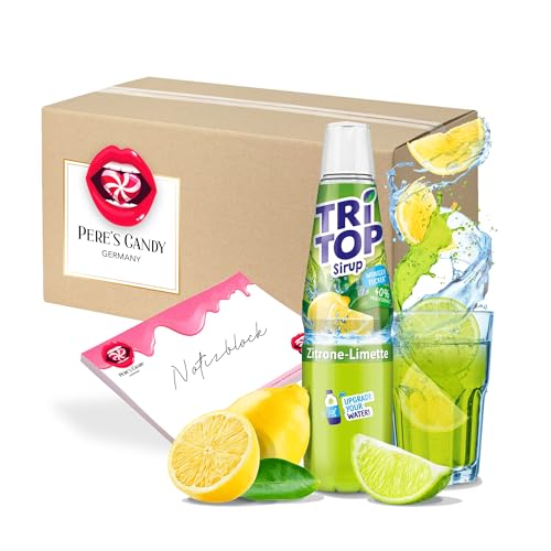 Pere's Candy® Bundle für Zitrone Limette TRi TOP Getränkesirup 600ml Sirup für Erfrischungsgetränk + Pere's Candy Notepad DIN A7-25 Blatt von PERE’S CANDY