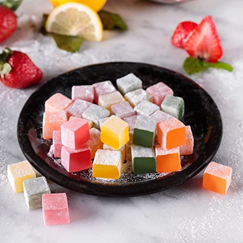 Pergamo Premium Turkish Delight 150 Gr, Gourmet Vegetarisch Speziale, Erleben Sie den Exquisiten Genuss von Turkische Delight- Ein Süßes und Luxuriöses Vergnügen (Turkish Delight mit Fruchtgeschmack) von PERGAMO Natural Flavor