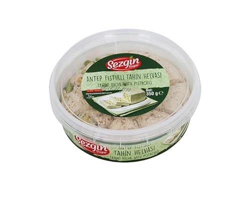 Premium Sesamöl Tahini-Halva mit Pistazien 350gr - Veganfreundlich - Natürlich verarbeitet - Ideal zum Frühstück und als Snack von PERGAMO Natural Flavor