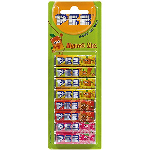 PEZ Bonbons Mango Mix 8 x 8,5 g (1 Packung) Bonbons mit Mango-, Himbeer- und Cola-Geschmack. Gluten- und laktosefrei von PEZ