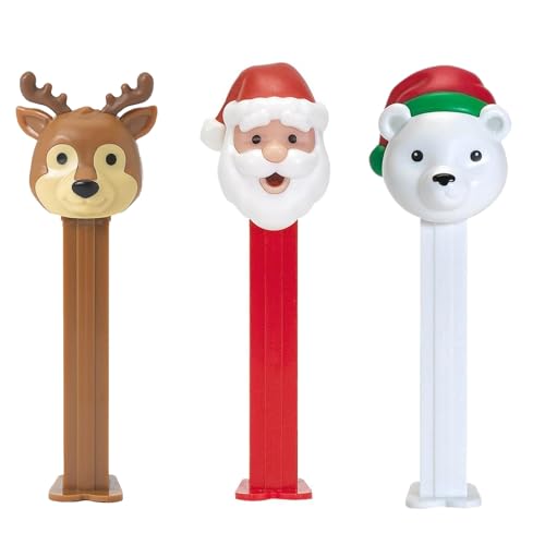 PEZ PEZ Weihnachtsspender-Set – Süßigkeitenspender-Set mit Weihnachtsfruchtgeschmack, Süßigkeiten-Nachfüllpackungen, Weihnachtsmann, Eisbär und Rentier, Weihnachtsstrumpffüller, Weihnachtsgeschenke von PEZ