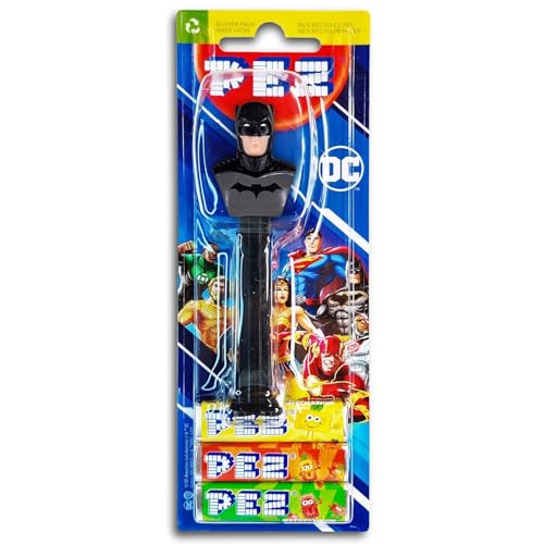 Pez Candy DC Justice League Batman Spender mit 2 Süßigkeitenpackungen von PEZ