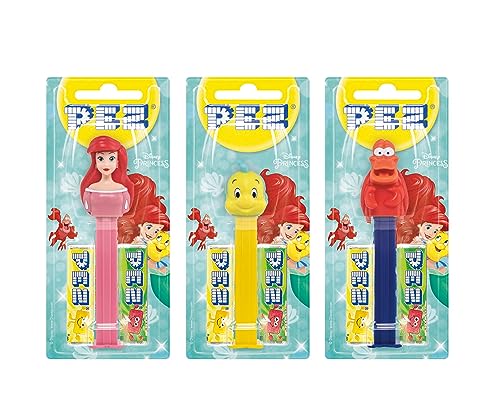 PEZ Spender Didney Ariel inkl. 2 x 17g Nachfüllpackungen Bomnons (Lieferumfang 1Spender Modell Zufall) von PEZ