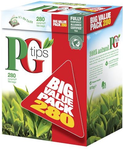 PG Tips Pyramid BIG VALUE PACK 280 Btl. 875g - Schwarzer Tee im Pyramid® Teebeutel von PG tips