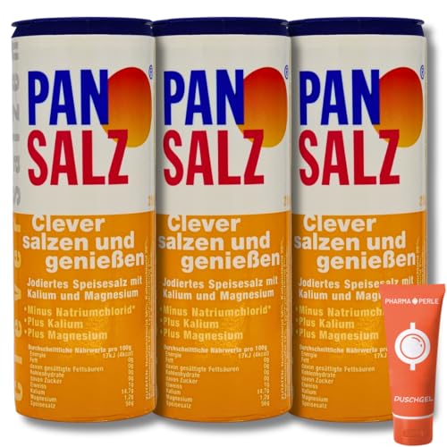 Pansalz 3x 250 g I jodiertes Speisesalz mit Kalium und Magnesium I Mineralsalzmischung I Herzgesundheit I weniger Natrium I Spar-Set plus Pharma Perle give-away von PHARMA PERLE