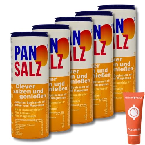 Pansalz 5x 250 g I jodiertes Speisesalz mit Kalium und Magnesium I Mineralsalzmischung I Herzgesundheit I weniger Natrium I Spar-Set plus Pharma Perle give-away von PHARMA PERLE