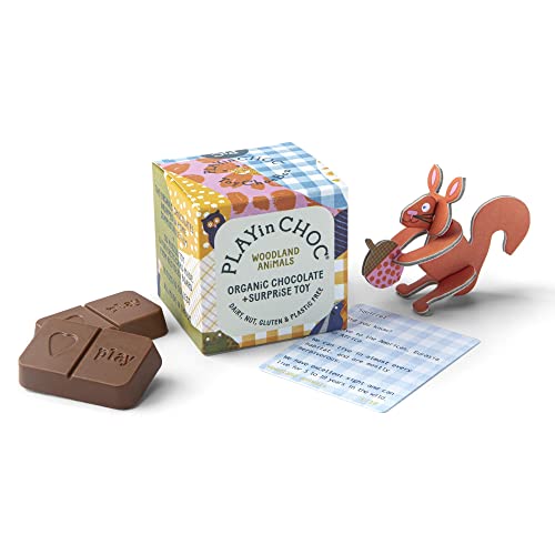 PLAYin CHOC ToyChoc Box, Bio-Schokoladen-Geschenkbox für Kinder mit Überraschungs-3D-Puzzle-Spielzeug, gluten-, nuss- und milchfreie Schokolade, preisgekrönter veganer britischer Chocolatier von PLAYin CHOC