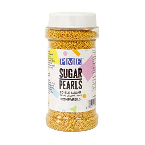 PME 95g (3.35oz) Small GOLD Edible Sugar Pearl Non Pareil Sprinkle Cake Icing von PME