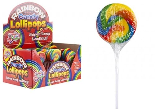 PMS 251040 Runder Swirl Regenbogen Lolly mit Stick 1 Stück Candy von PMS