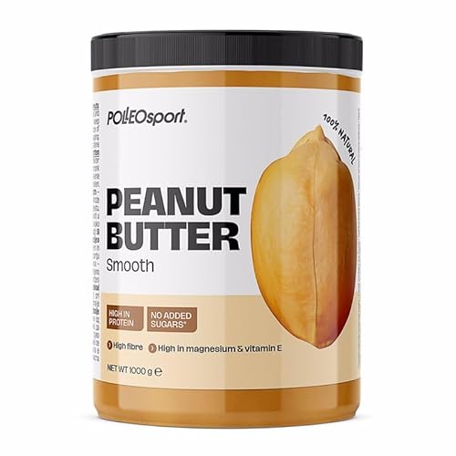 POLLEOsport Proseries Erdnussbutter, 1000 g - 100% natürlich, proteinreich, ohne Zusatzstoffe, hervorragender Geschmack (1000 g, Smooth) von POLLEO sport