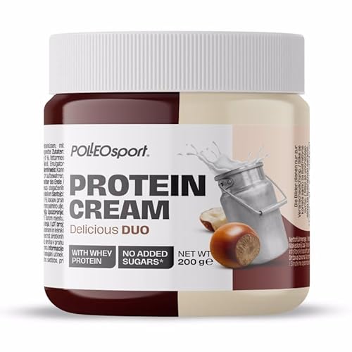 POLLEOsport Proseries Protein Cream - Gesunder Schokoladenaufstrich, zuckerfrei, proteinreich, für Frühstück oder Snack (200 g, Delicious Duo) von POLLEO sport