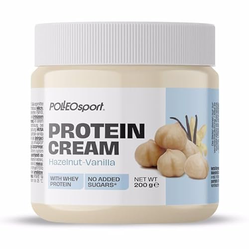 POLLEOsport Proseries Protein Cream - Gesunder Schokoladenaufstrich, zuckerfrei, proteinreich, für Frühstück oder Snack (200 g, Hazelnut-Vanilla) von POLLEO sport