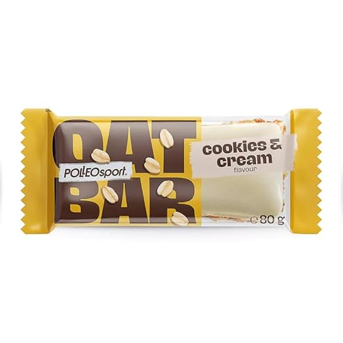 Polleo Sport Oat Bar, 80 g, Kohlenhydratquelle für Sportler, schnell und lecker (80 g, Cookies & Cream) von POLLEO sport