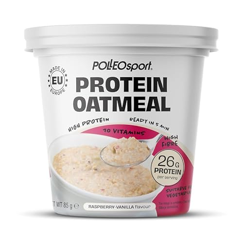 Proseries Protein Oatmeal, 85 g - 26 g Protein, Ballaststoffe, belgische Schokolade, Muskelmasse-Steigerung, 10 Vitamine, ohne Aspartam, EU-Herstellung (85 g, Raspberry Vanilla) von POLLEO sport