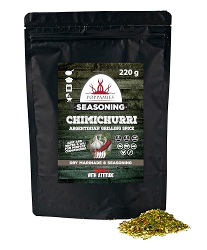 Poppamies Chimichurri BBQ Rub, trockene Marinade & Grillgewürze perfekt für Fisch Gemüse Huhn Schwein Rindfleisch – Großpackung (220 g) von POPPAMIES