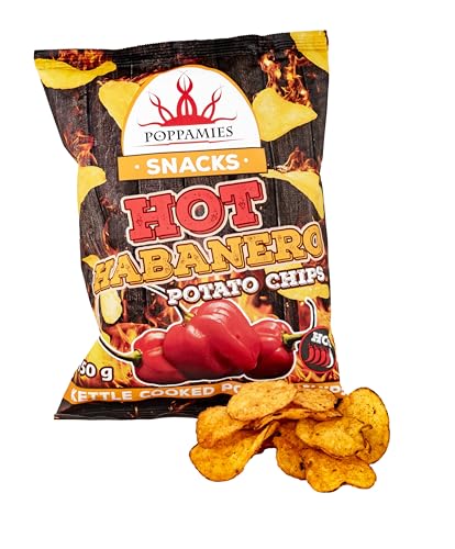 Poppamies Hot Habanero Kartoffelchips – Extra Scharf, Dick Geschnittene, Knusprige Chips – Hergestellt mit Echter Habanero-Chili für Feurige Schärfe – 150g Packung von POPPAMIES