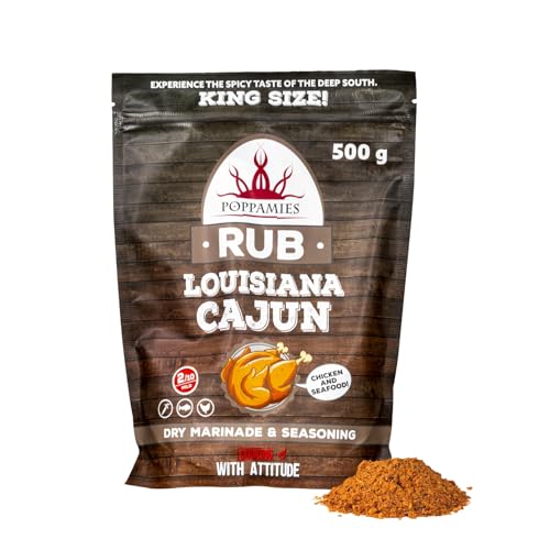 Poppamies Louisiana Cajun BBQ Rub - 100% natürliches BBQ-Gewürz - Trockenmarinade & Gewürze - Ideal für Grill, Ofen und Pfanne - Großpackung (500g) von POPPAMIES