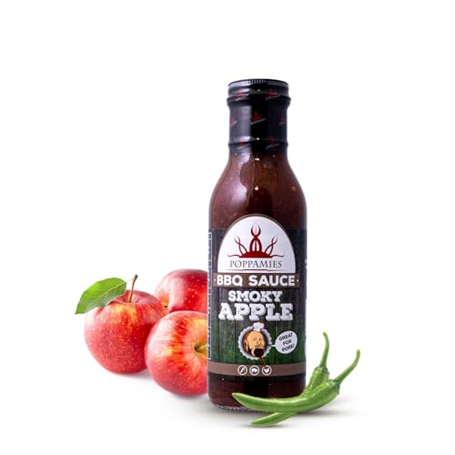 Poppamies Rauchige Apfel BBQ-Sauce - Hergestellt aus geräuchertem Chili, frischen Äpfeln - Schärfegrad 2/10-410g von POPPAMIES