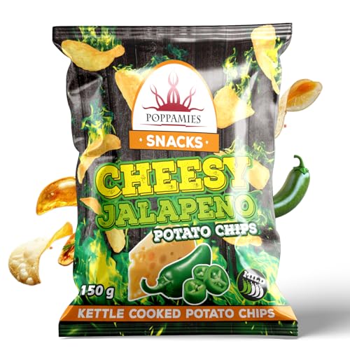 Poppamies Scharfe Jalapeno & Käse Kartoffelchips – Extra Knusprig – Milder Schärfe mit Köstlichem Geschmack – 150g Packung von POPPAMIES