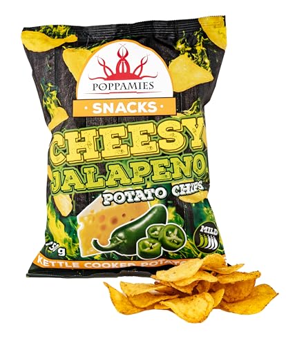 Poppamies Scharfe Jalapeno & Käse Kartoffelchips – Extra Knusprig – Milder Schärfe mit Köstlichem Geschmack – 150g Packung von POPPAMIES