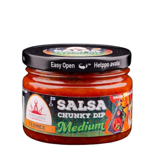 Poppamies Texmex Salsa Chunky Dip - Vegan, Glutenfrei, Laktosefrei - Schärfegrad: Mittel - 260g von POPPAMIES