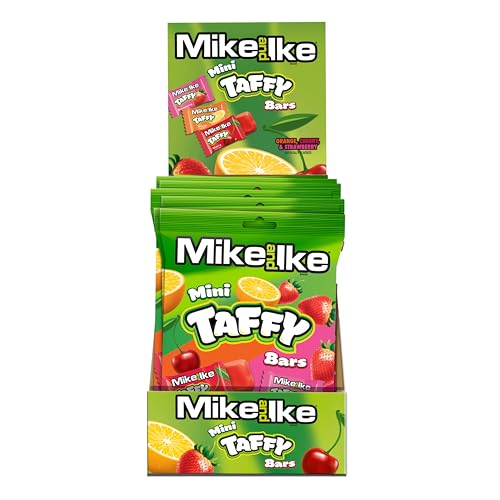 MIKE AND IKE® Taffy – Fruity Candy Variety Pack – Verschiedene Geschmacksrichtungen, einzeln verpackte Süßigkeiten – Bulk Candy Taffy – glutenfreie Süßigkeiten – 108 ml, Box mit 12 Stück von POPUPS! LOLLIPOP