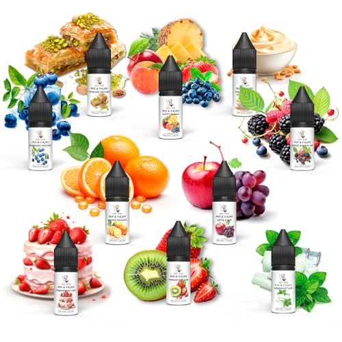 POPY TRADE - Mix & Enjoy 10er Topseller-Set - Hochdosiertes Lebensmittelaroma 10 mal je 10ml in Dosierflasche, Für Lebensmittel, Getränke, Vernebler, Nebelmaschinen von POPY