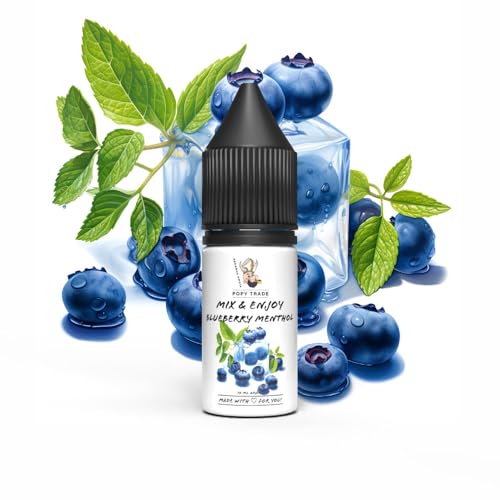 POPY TRADE - Mix & Enjoy - Blueberry Menthol - Overdosed Aroma 10ml in hochwertiger Tropfer-Flasche, einfaches mischen. Für Vernebler, Nebelmaschinen, Diffusor, Lebensmittel, Getränke uvm. von POPY