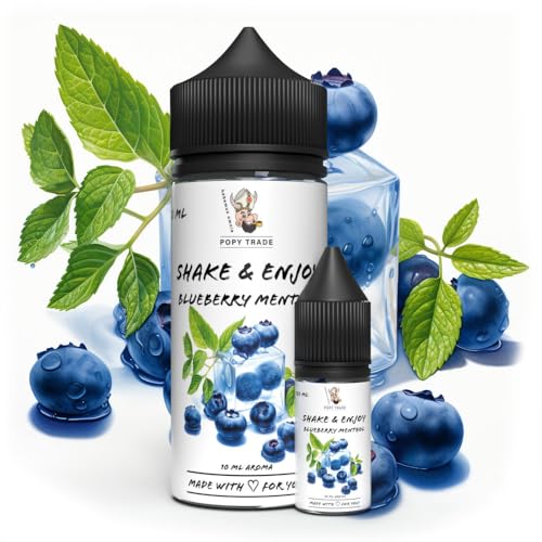 POPY TRADE - Shake & Enjoy - Blueberry Menthol - Hochdosiertes Aroma 10ml in 120ml Chubby Gorilla Flasche, einfaches mischen. Für Vernebler, Nebelmaschinen, Diffusor, Lebensmittel, Getränke uvm von POPY