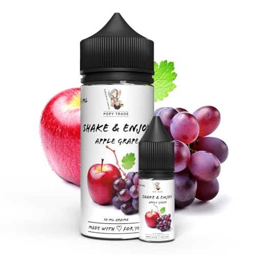 POPY TRADE - Shake & Enjoy - Hochdosiertes Aroma 10ml in 120ml Chubby Gorilla Flasche, einfaches mischen. Für Vernebler, Nebelmaschinen, Diffusor, Lebensmittel, Getränke uvm (Apple & Grape) von POPY