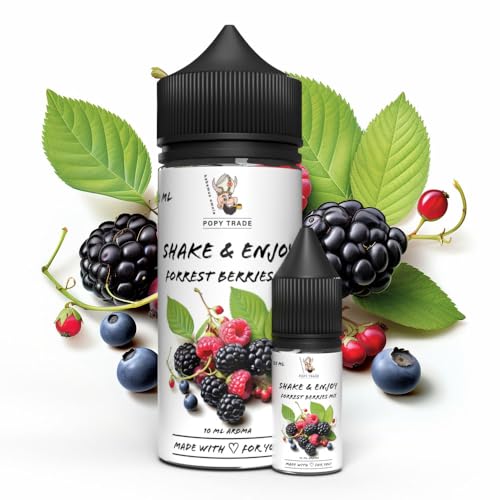 POPY TRADE - Shake & Enjoy - Forest Berries Mix - Overdosed Aroma 10ml in 120ml Chubby Gorilla Flasche, einfaches mischen. Für Vernebler, Nebelmaschinen, Diffusor, Lebensmittel, Getränke uvm. von POPY