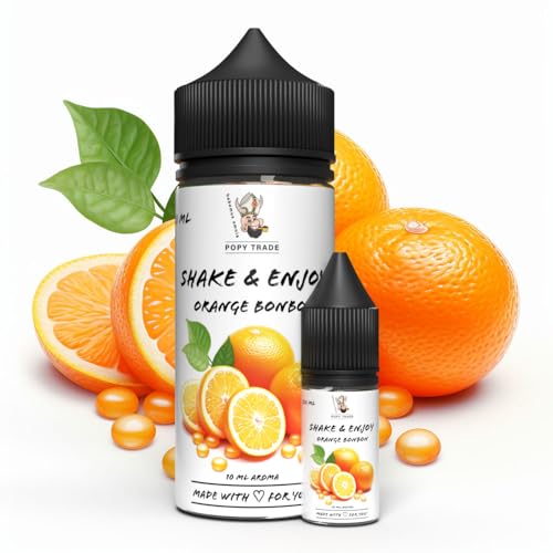 POPY TRADE - Shake & Enjoy - Orange Bonbon - Overdosed Aroma 10ml in 120ml Chubby Gorilla Flasche, einfaches mischen. Für Vernebler, Nebelmaschinen, Diffusor, Lebensmittel, Getränke uvm. von POPY