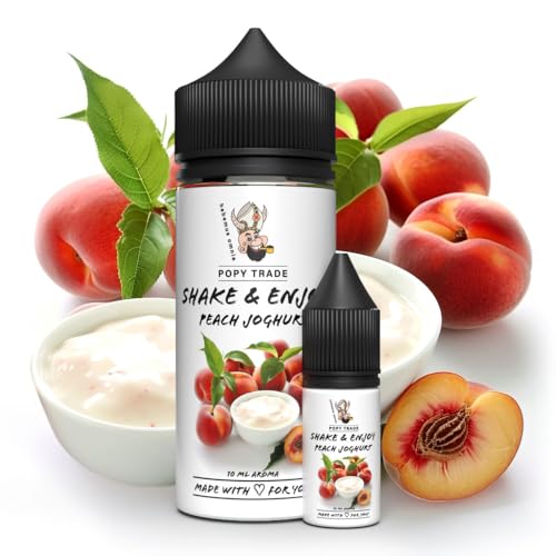 POPY TRADE - Shake & Enjoy - Hochdosiertes Aroma 10ml in 120ml Chubby Gorilla Flasche, einfaches mischen. Für Vernebler, Nebelmaschinen, Diffusor, Lebensmittel, Getränke uvm. (Peach Yoghurt) von POPY