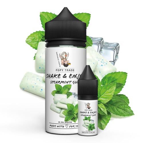 POPY TRADE - Shake & Enjoy - Spearmint Gum - Overdosed Aroma 10ml in 120ml Chubby Gorilla Flasche, einfaches mischen. Für Vernebler, Nebelmaschinen, Diffusor, Lebensmittel, Getränke uvm. von POPY