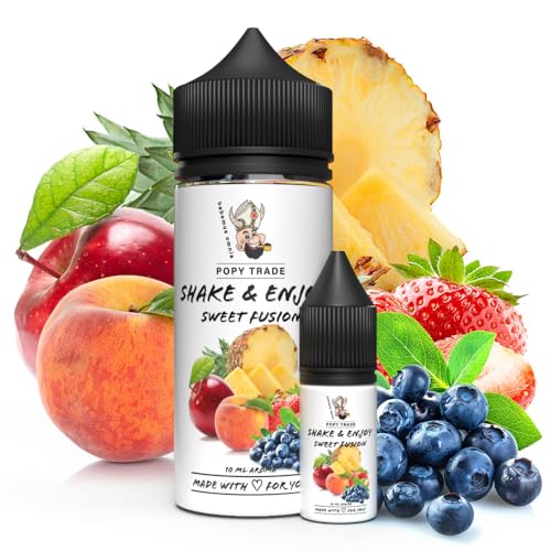 POPY TRADE - Shake & Enjoy - Hochdosiertes Aroma 10ml in 120ml Chubby Gorilla Flasche, einfaches mischen. Für Vernebler, Nebelmaschinen, Diffusor, Lebensmittel, Getränke uvm. (Sweet Fusion) von POPY