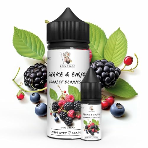 POPY TRADE - Shake & Enjoy - Hochdosiertes Aroma 10ml in 120ml Chubby Gorilla Flasche, einfaches mischen. Für Vernebler, Nebelmaschinen, Diffusor, Lebensmittel, Getränke uvm (Forest Berries Mix) von POPY