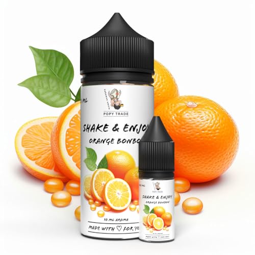 POPY TRADE - Shake & Enjoy - Orange Bonbon - Hochdosiertes Aroma 10ml in 120ml Chubby Gorilla Flasche, einfaches mischen. Für Vernebler, Nebelmaschinen, Diffusor, Lebensmittel, Getränke uvm von POPY